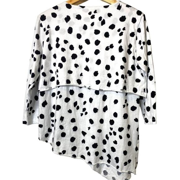 ASOS Cotton High Low Layered Animal Print Top 3/4 Sleeve 6 White Black #4133 - Picture 12 of 15